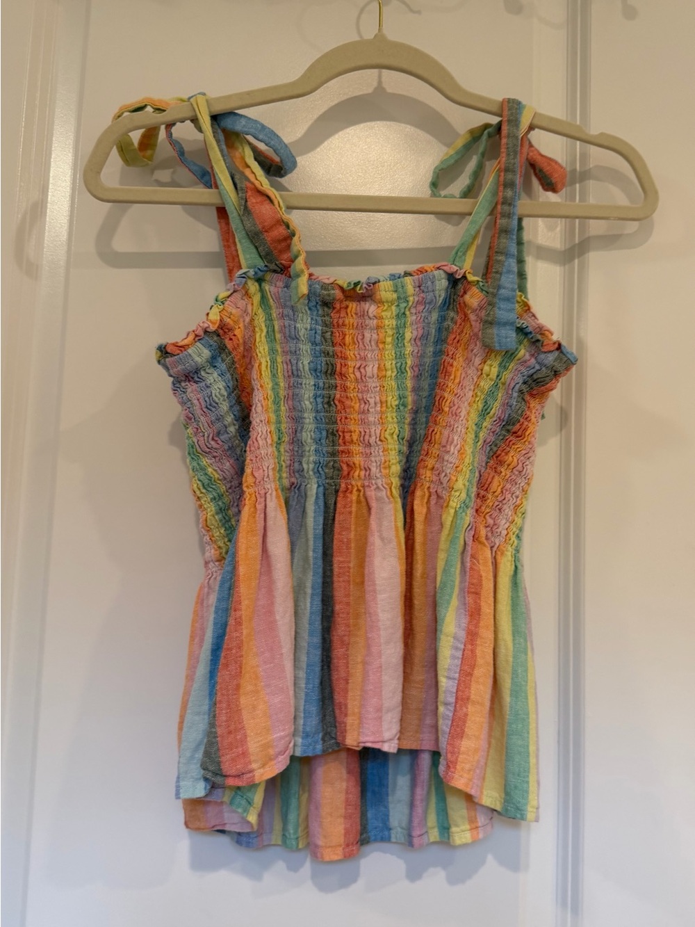 Gap Linen-Blend Tie-Shoulder Peplum Top Large - Picture 4 of 7